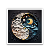 Wrapped canvas depicting contrasting themes of fervor and frost.